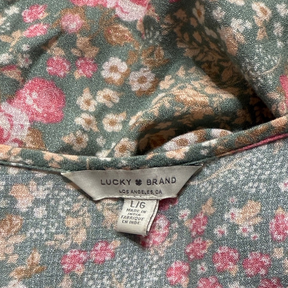 Lucky Brand Floral Blouse - Green and Pink - Picture 2 of 3